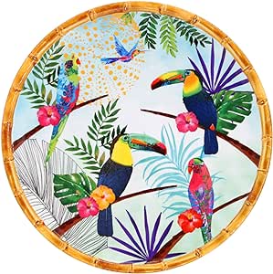 [MTO-02DB] Grande assiette plate en mélamine toucans de Rio