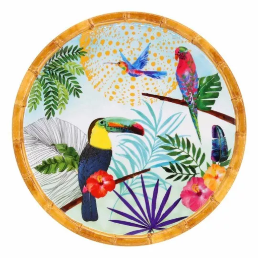 [MTO-01AB] Petite assiette plate à dessert en mélamine toucans de Rio